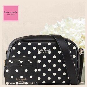 FIRM 2 PC KATE SPADE Infiniti Polka Dot Camera Bag Style & Card Holder NWT
